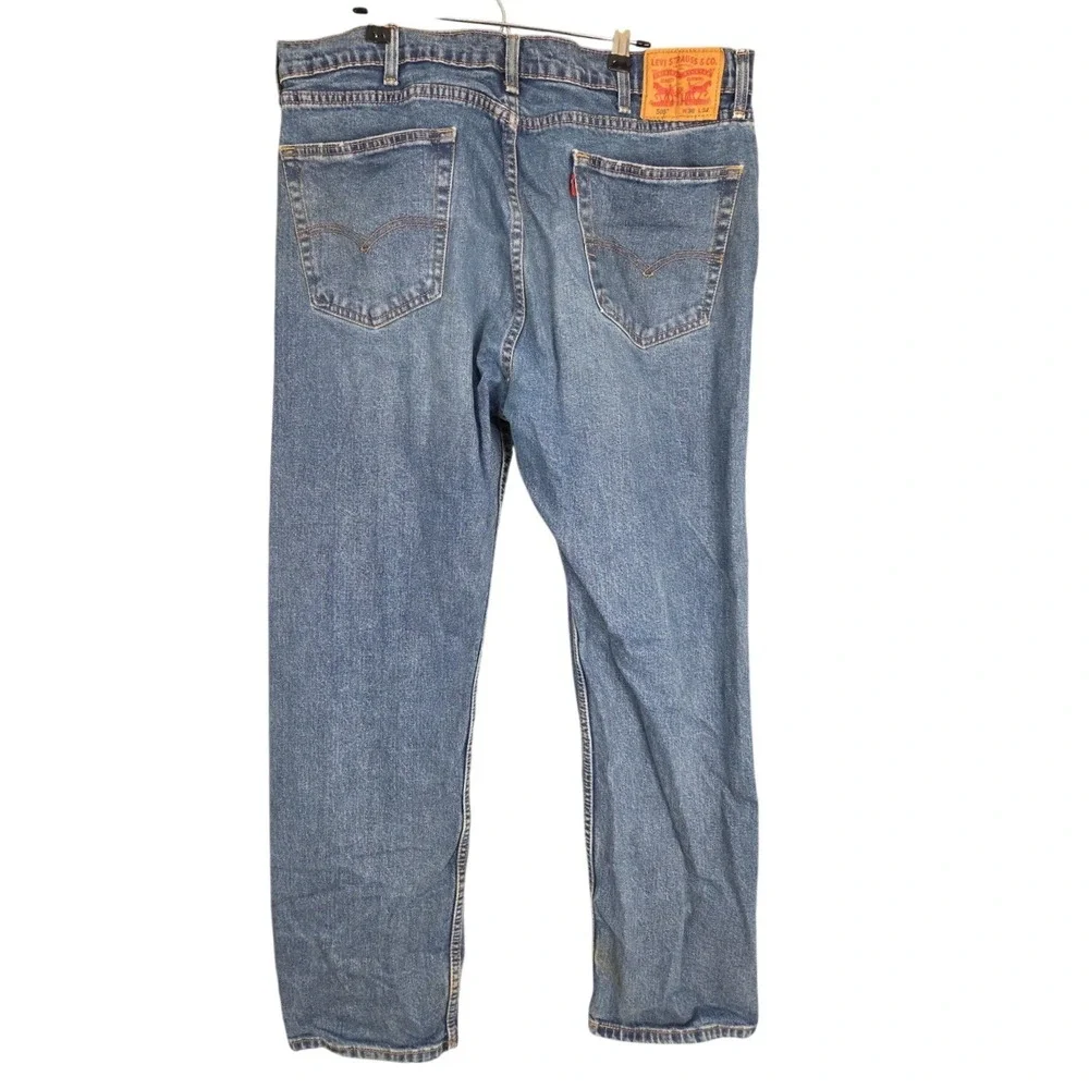 Levis 505 Jeans‎ Mens 38x32 Regular Fit Straight Leg Medium Wash Blue Denim Zip